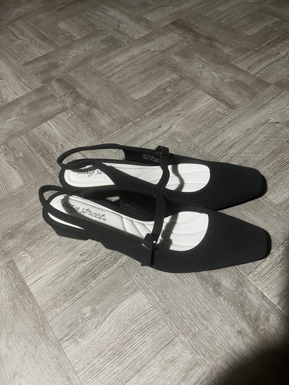 easy street Black Slingback Mary Jane Flats